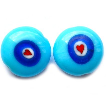 GL5184 18mm Millefiore Centre Turquoise Cushioned Disc