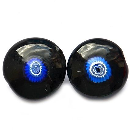 GL5186 18mm Millefiore Centre Black Cushioned Disc