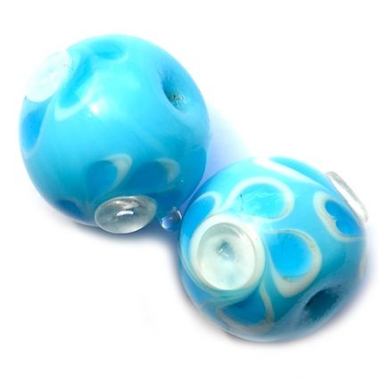 GL5194 16mm Flower Decorated Turquoise Round