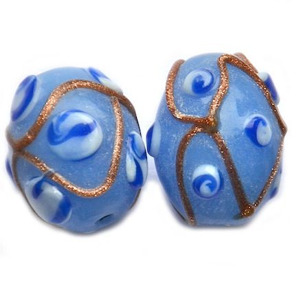 GL5225 16x14mm Soft Blue Criss Cross Fat Oval