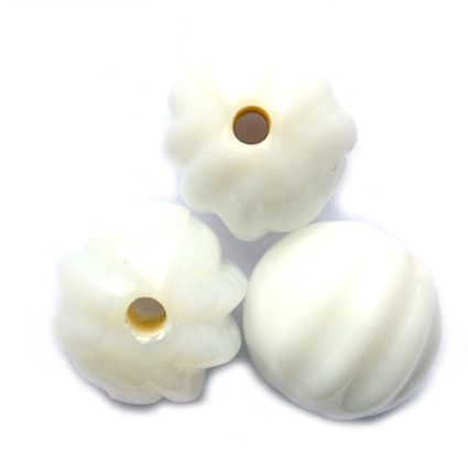 GL5248 12mm Opaque White Ribbed Round