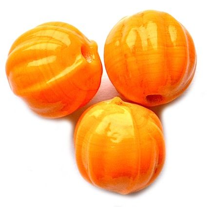 GL5249 12mm Ribbed Orange Pumpkin Bead