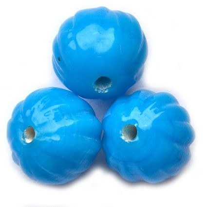 GL5251 12mm Opaque Turquoise Ribbed Round