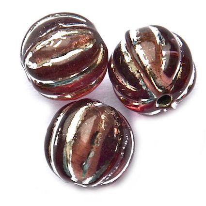 GL5253 12mm Silver Ribbed Purple Round