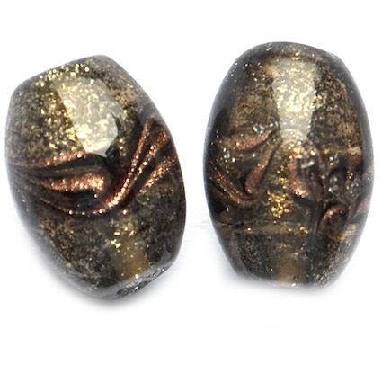 GL5365 18x14mm SL Charcoal Oval w Goldstone