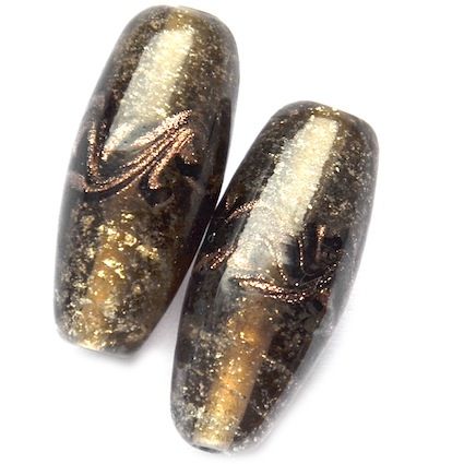 GL5371 28x12mm SL Charcoal Oval w Goldstone