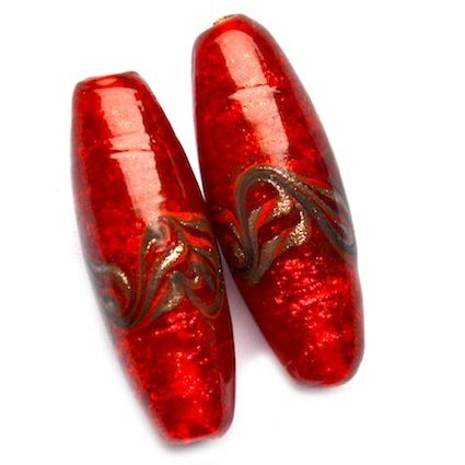 GL5372 28x12mm SL Red Oval w Goldstone