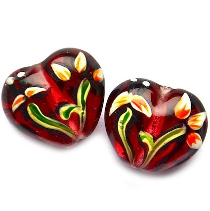 GL5423 15mm Pretty Painted Deep Pink Hearts