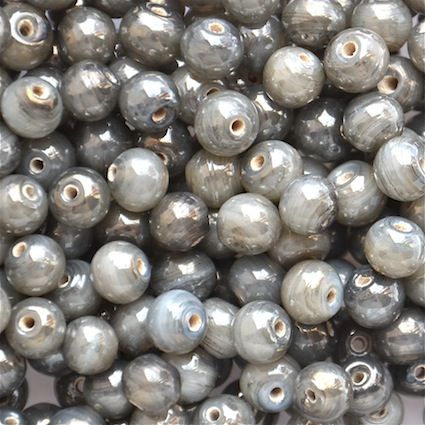 GL5491 6mm Round Lustre Grey Bead