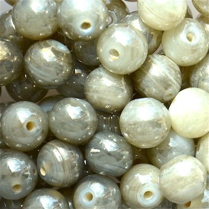GL5519 10mm Round Lustre Grey Bead