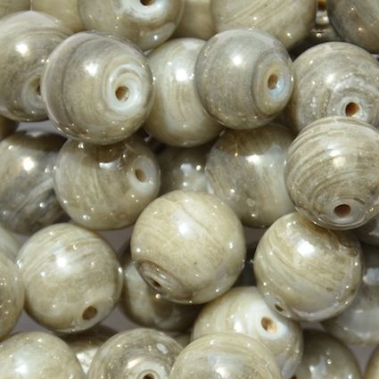GL5534 12mm Round Lustre Grey Bead