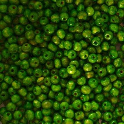 WD405 Bag of 3mm Grass Green Wooden Beads
