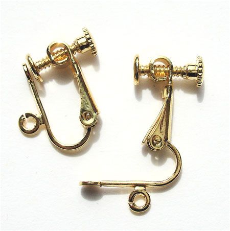 FN007 Pair of Gold Screw/Clip Hybrid Ear Fittings