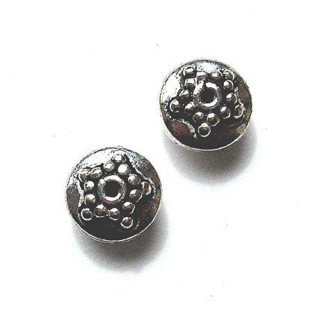 SS029 6x5mm Indian Silver Tyre w Embossed Flower Pattern