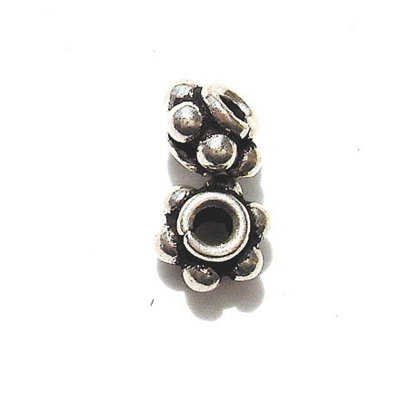 SS039 4x2mm Indian Silver Bead Edge Spacer