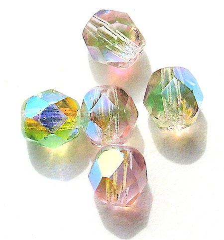 FG649 6mm Green in Pink AB Facet