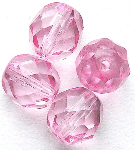 FG821 8mm Damask Rose Pink Coated Facet