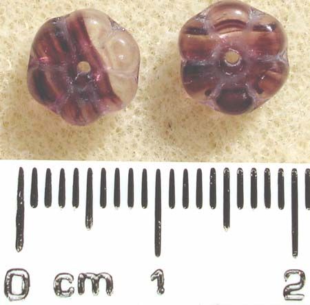 GL0786 9x4mm Purple / Clear Flower