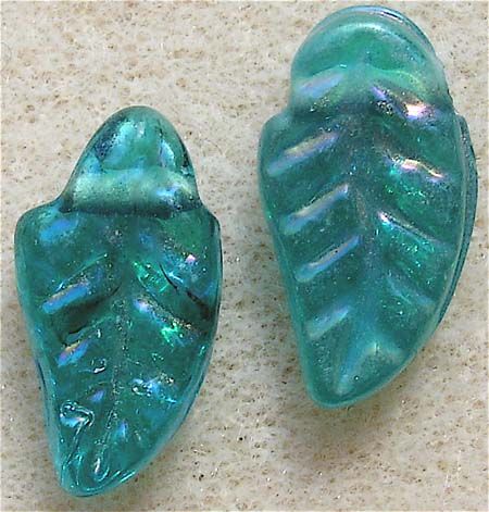 GL0064 16x9mm Teal AB CR Leaf