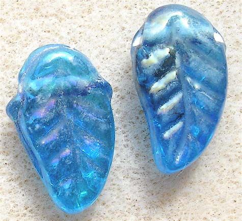 GL0065 16x9mm Turquoise AB CR Leaf