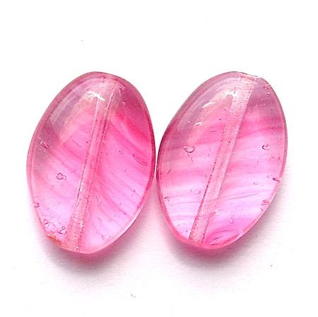 GL1394 12x16mm Fuchsia Pink Stripe Cushioned Oval