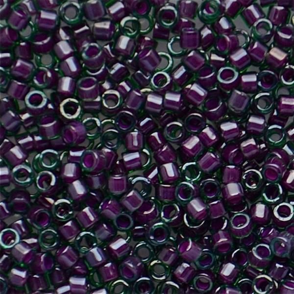 DB0279 Lined Cranberry/Emerald Lustre Delica