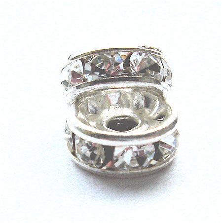 DR104 8mm Diamante Set Silver Rondelle