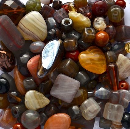 MX049 Brown Pressed Glass Mix