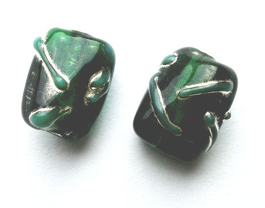 GLx0564 Green Textured Tube with Silver Highlights