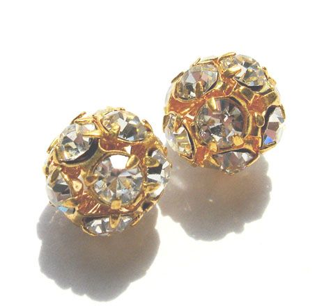 DR207 12mm Diamante Set Gold Ball