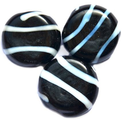 GL2355 Black Striped Disc Bead
