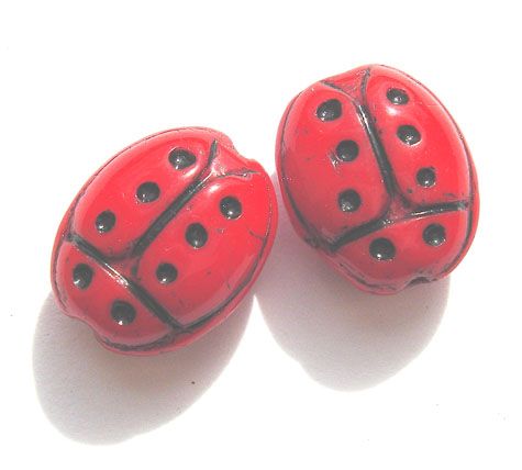 GL1029 12x10mm Red Ladybird Bead
