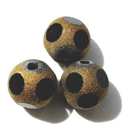 GLx2463 8mm Jet Round with Gold Frost