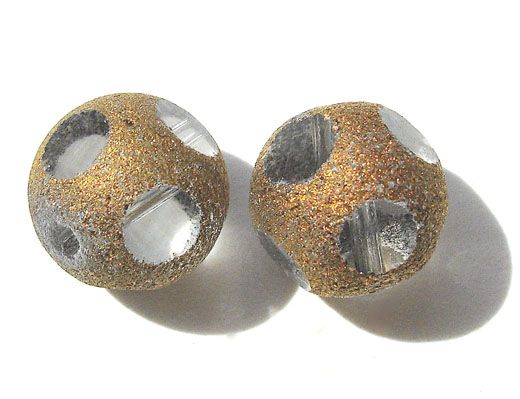 GLx2466 10mm Crystal Round with Gold Frost Finish