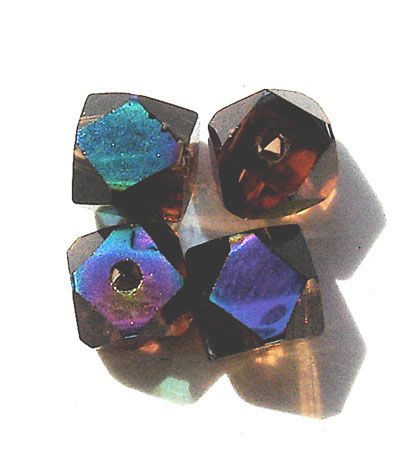 GL2488 4mm Brown AB Cut Edge Cube