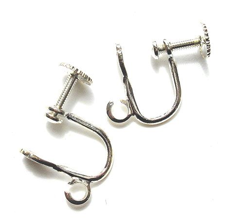 FN005 Pair of Silver Screw on Fitting with Flat Pad