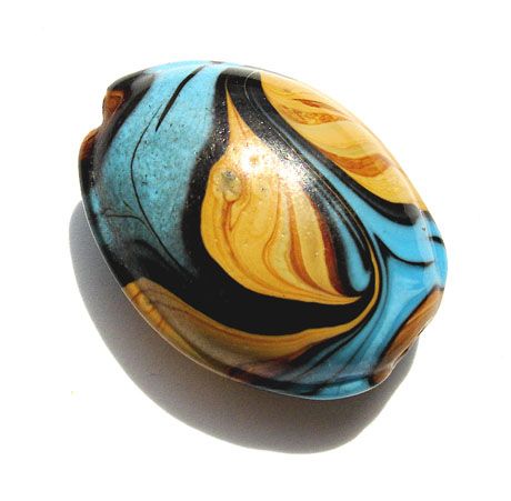 GL2575 Large Turquoise Swirl Oval