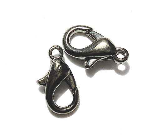 FN024 Grey Black Medium Lobster Clasp 13mm