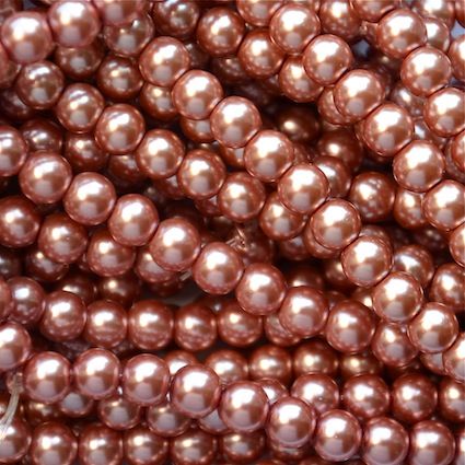 GP606 6mm Dusky Rose Glass Pearls