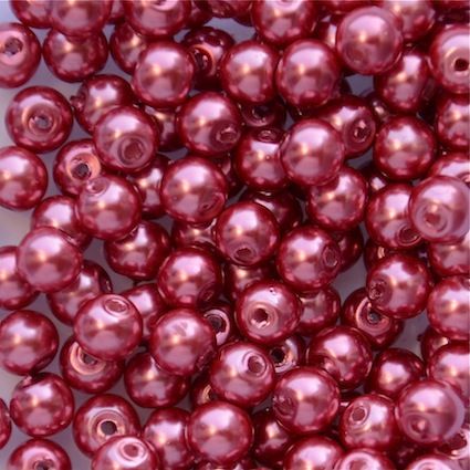 GP611 6mm Coral Pink Glass Pearls