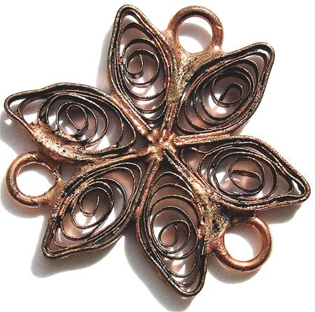 MB422 Copper Pointed Flower Filigree 3 Loop