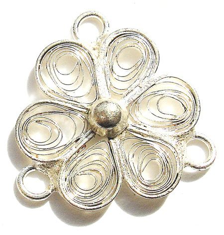 MB423 Silver Flower Filigree 3 Loop