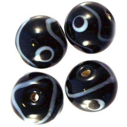 GL2633 12mm Black round w white pattern