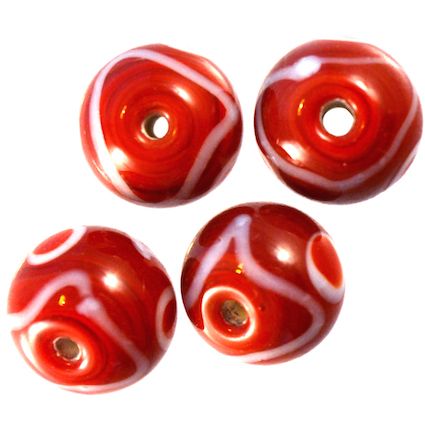 GL2634 12mm Red round w white pattern