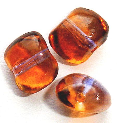 GL2684 8x6mm Twisted Rectangle in Amber & Purple