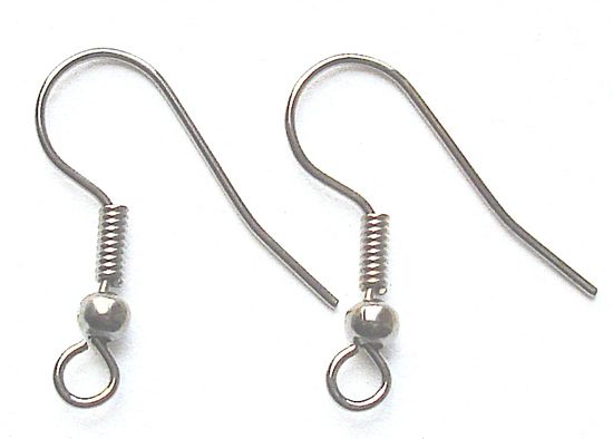 FN001 Pair of Grey Black Fishhook Earwires