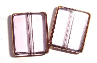 GL2944 10mm Flat Light Amethyst Glass Rectangle with Bronze Edge