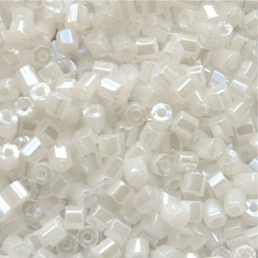 HEX058 White Ceylon Size 9 Hex Beads