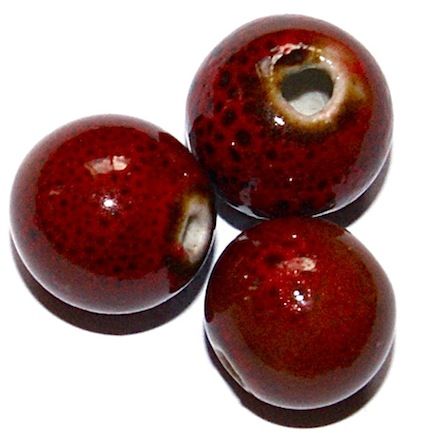 CE176 12mm Red Speckle Ceramic Round