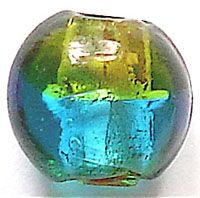 GLx0205 12mm SL Lime and Turquoise Bicoloured Disc